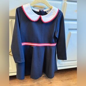 Jacadi Paris girls navy long sleeve dress size 5